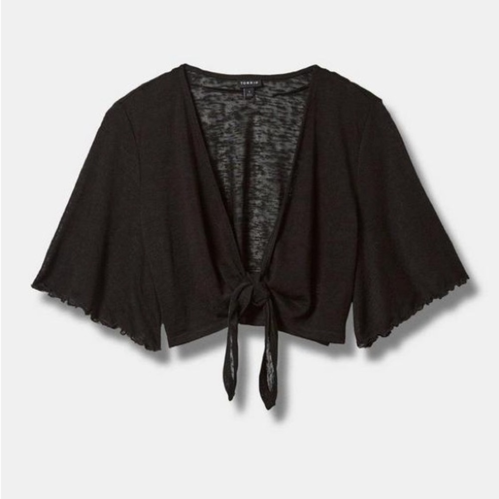 Torrid Plus Size NWT Slub Shrug 3/4 Sleeve Tie Front Sweater